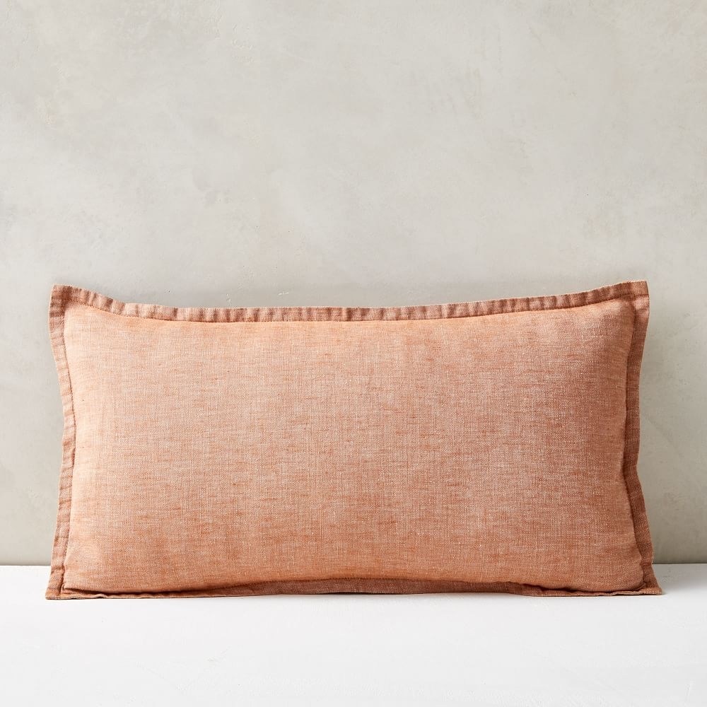 European Flax Linen Pillow Cover, 12"x21", Terracotta Melange - Image 0