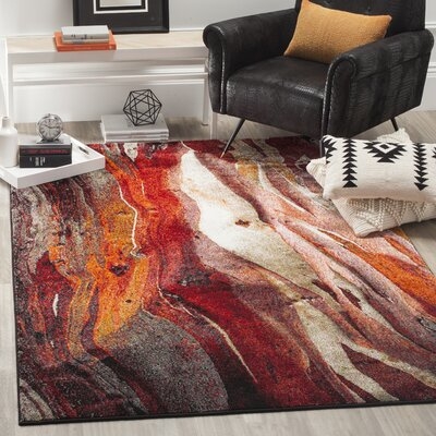 Brodick Abstract Red/Gray Area Rug - Image 0