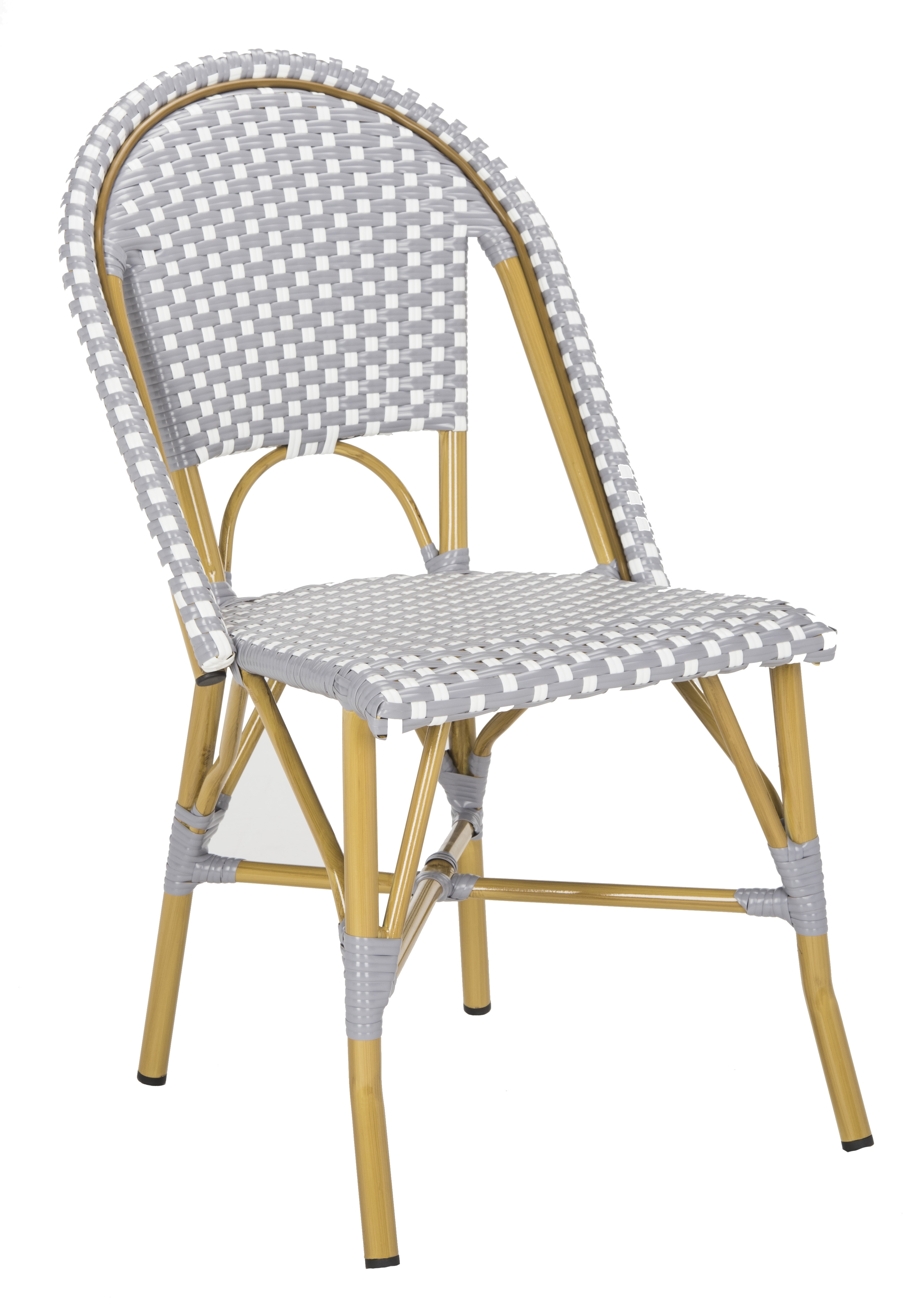 Salcha Indoor-Outdoor French Bistro Stacking Side Chair - Grey/White/Light Brown - Safavieh - Image 2