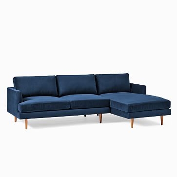 Haven Loft 99" Right 2-Piece Chaise Sectional, Deco Weave, Midnight, Pecan - Image 3