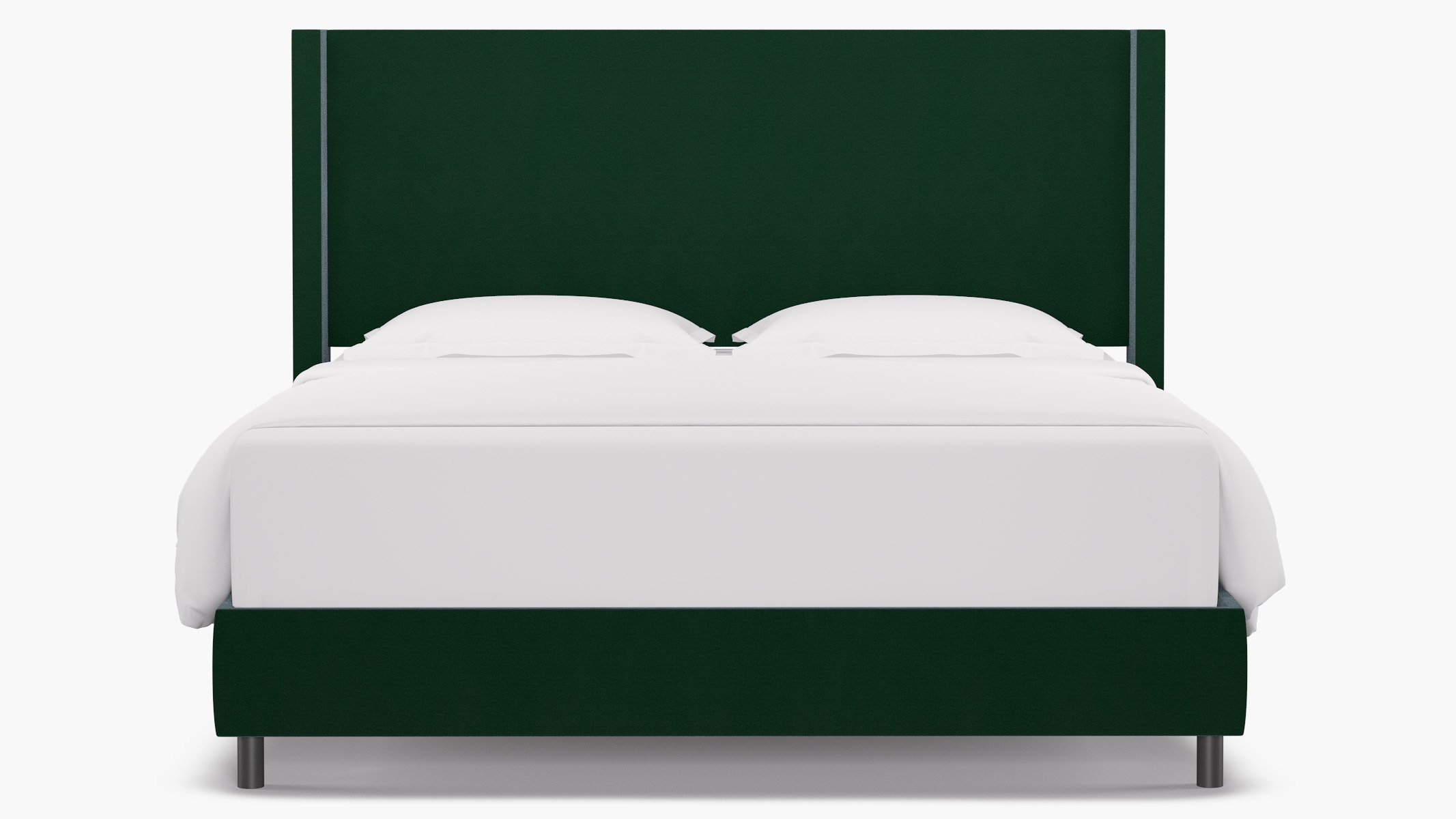 Modern Wingback Bed, Emerald Performance Velvet, King - Image 0