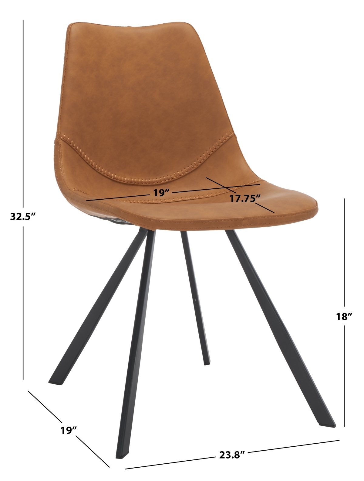Kayne Dining Chair - Cognac / Black - Safavieh - Image 8