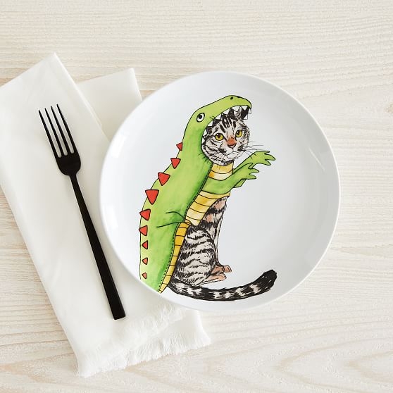 Dapper Animal Costume Plate, Cat Dinosaur - Image 0