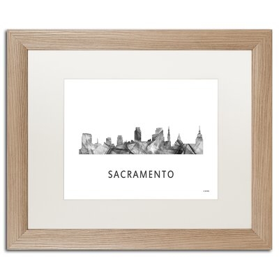 Sacramento CA Skyline WB-BW by Marlene Watson - Picture Frame Graphic Art on Canvas - Image 0