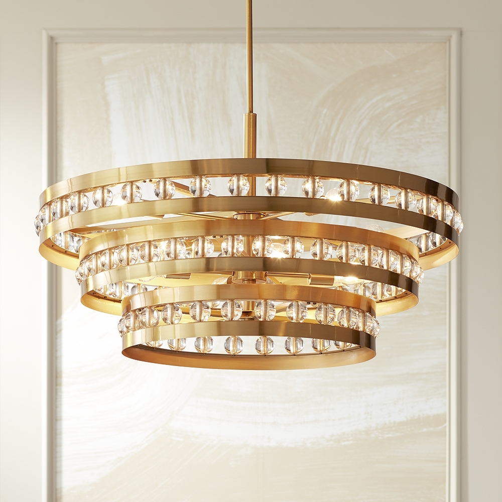 Stiffel Artyom 40" Wide Warm Gold 8-Light Crystal Ring Pendant - Image 0