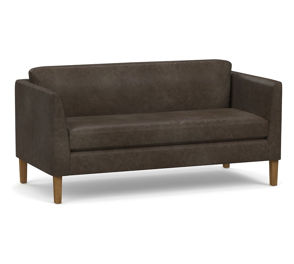 Hudson Leather Loveseat 64.5", Polyester Wrapped Cushions, Statesville Wolf Gray - Image 0