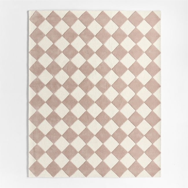 Checkerboard Purple Wool Kids Area Rug 8'x10' - Image 0