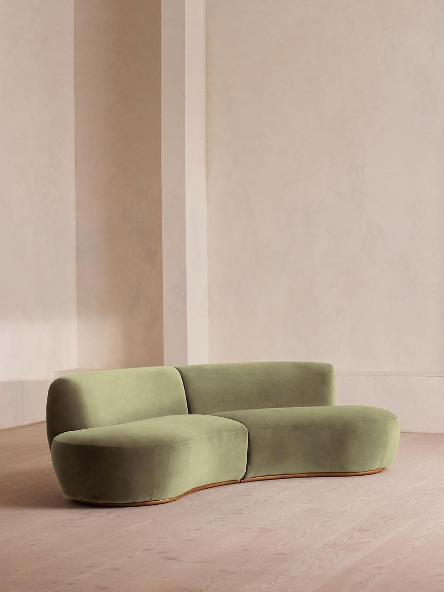 Aline Serpentine Sectional Sofa, Three Seater, Lichen Velvet, US - Image 0