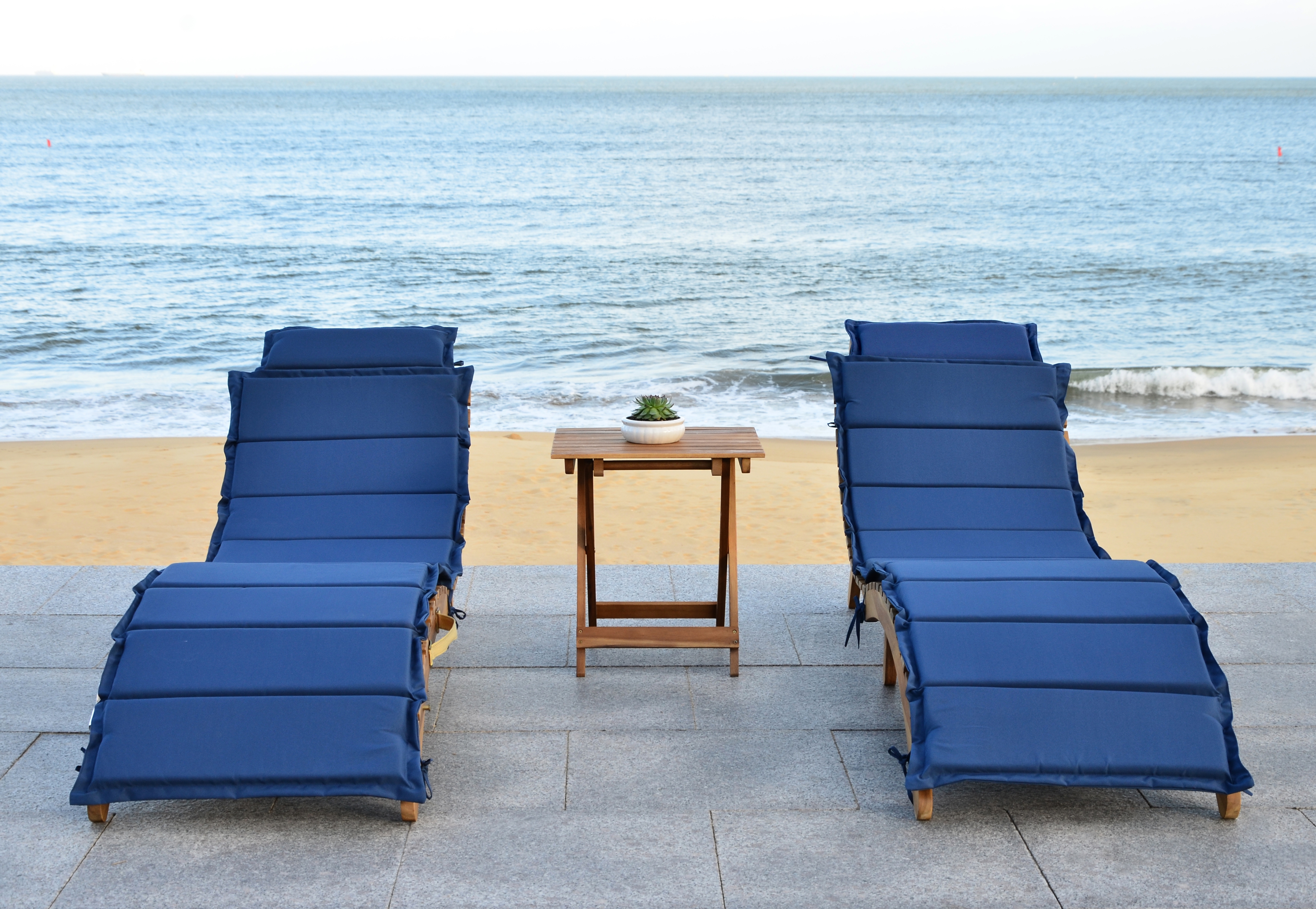 Pacifica 3 Piece Lounge Set - Natural/Navy - Safavieh - Image 6