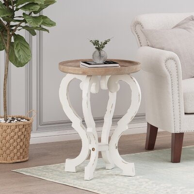 Tray Top End Table, Distressed White - Image 1