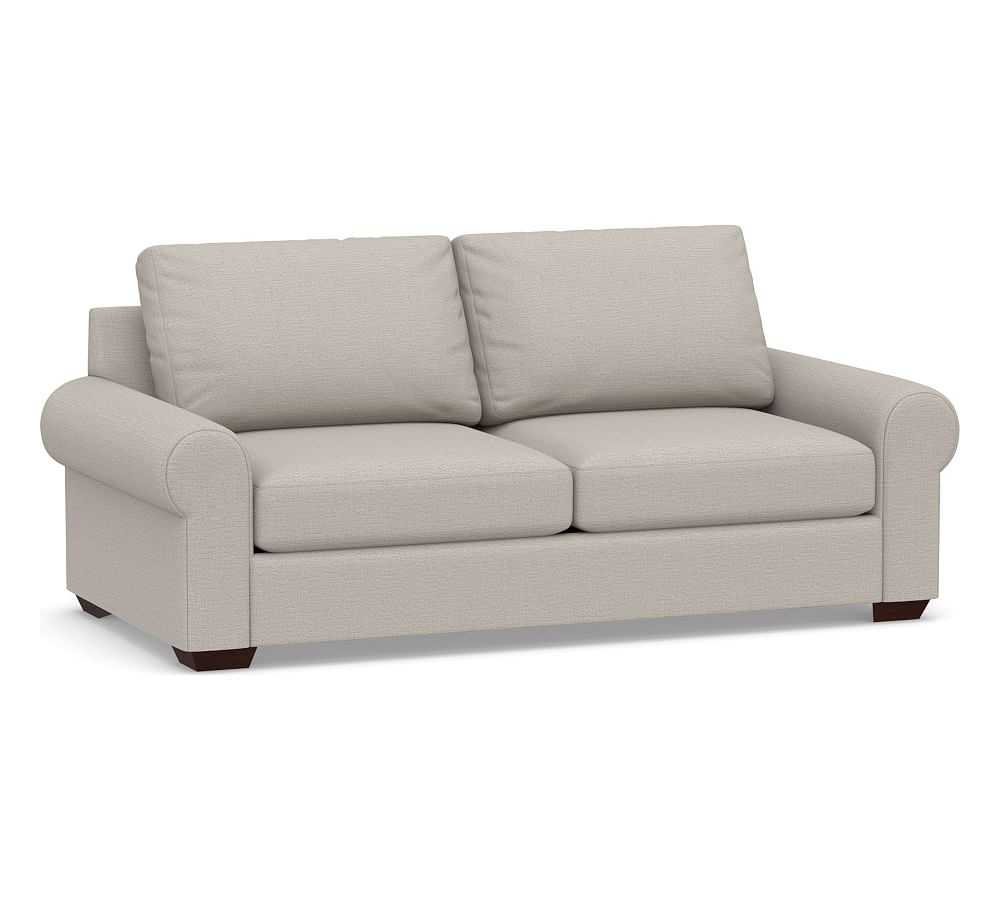 Big Sur Roll Arm Upholstered Sofa 84", Down Blend Wrapped Cushions, Chunky Basketweave Stone - Image 0