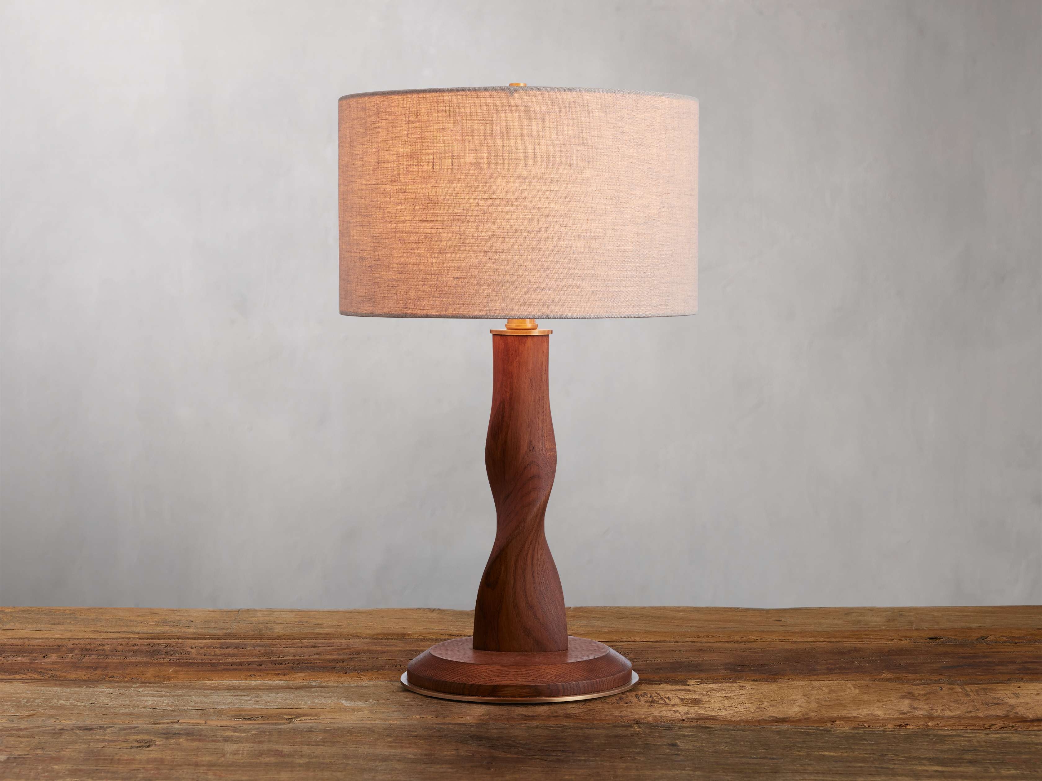 Jonas Table Lamp in Wood 22" Brown  Flax  - Image 0