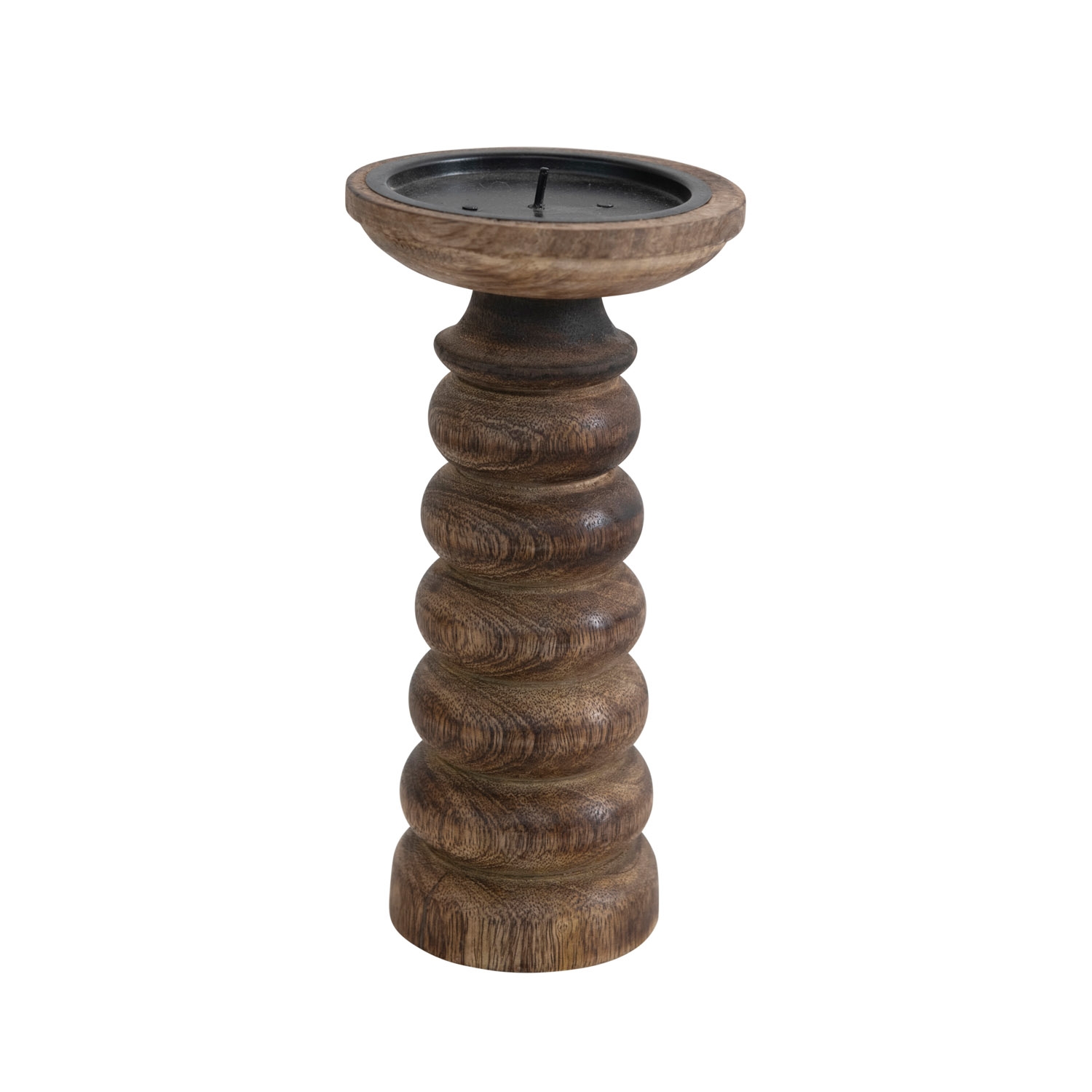 Hand-Carved Mango Wood Candle Holder - Image 0