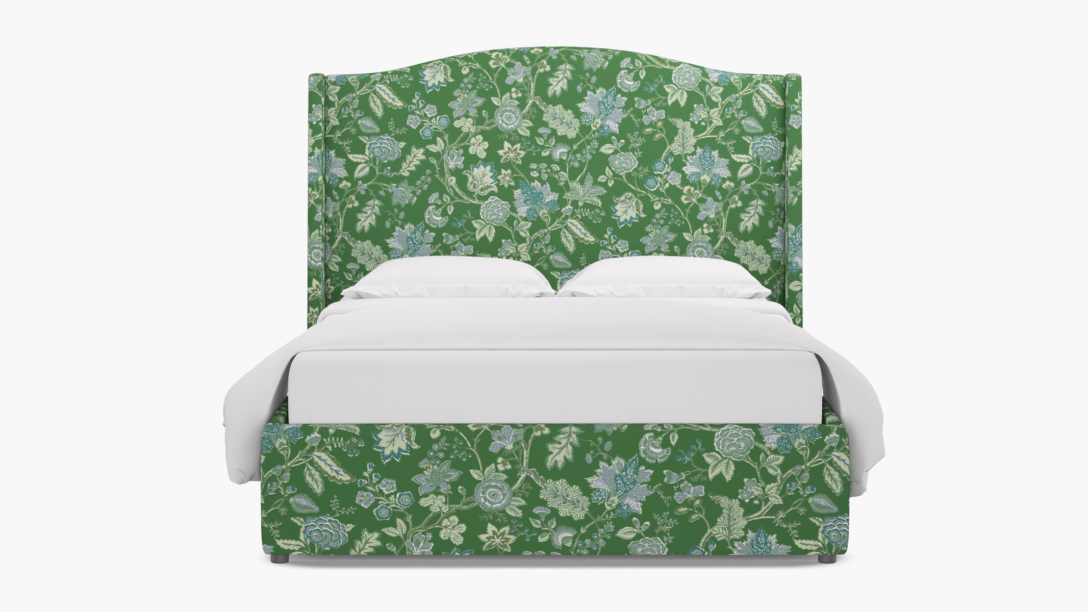 Curved Wingback Bed, Green La Vendee, Twin - Image 0