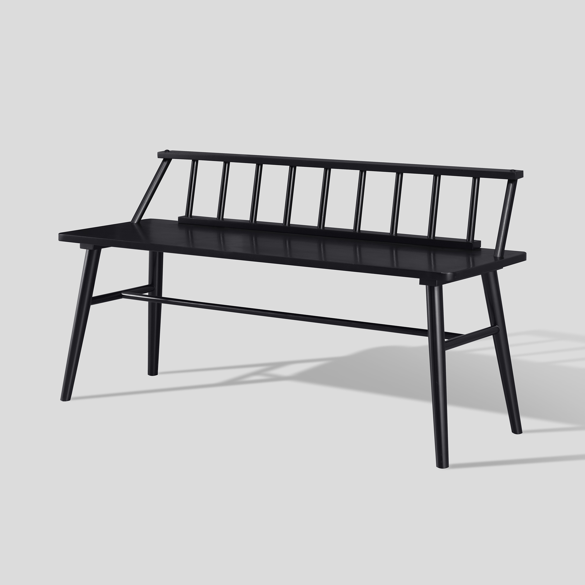 47" Low Back Spindle Bench - Black - Image 2