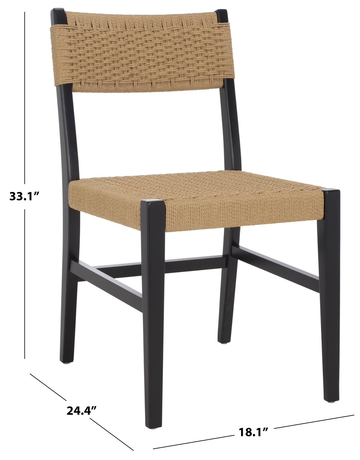 Dutton Woven Dining Chair - Natural / Black - Safavieh - Image 8