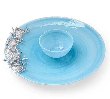 Alabaster Glass Serving Bowl - Aqua - Image 2