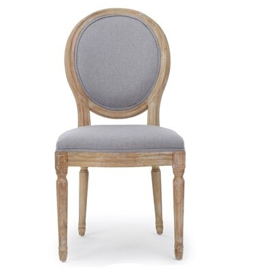 French Linen Round Back Dining Chair Gray Set Of 2 - Image 0