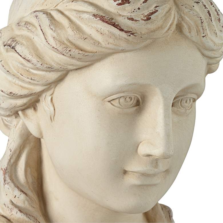 Classic Greek Bust Sculpture, Antique White, 17.5" - Image 2