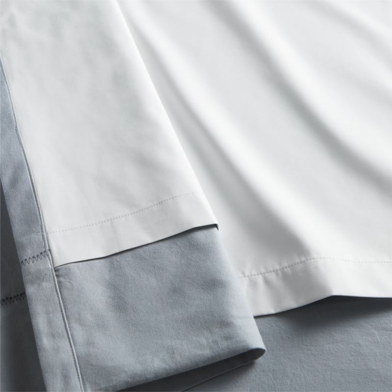 Mist Blue Embroidered Stitch Organic Cotton Blackout Curtain Panel 44"x84" - Image 4