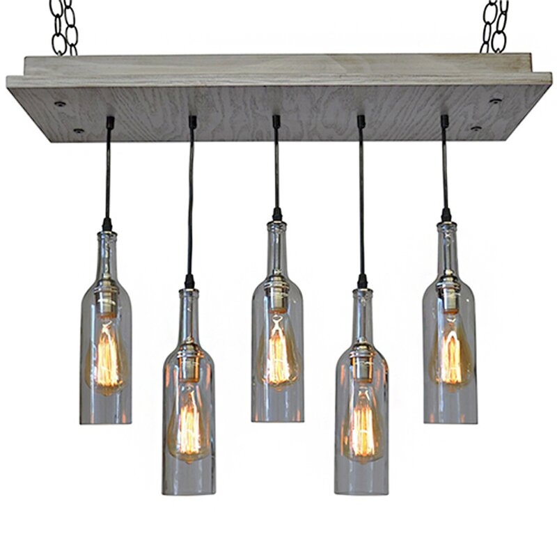 Industrial Lightworks 5 - Light Cluster Jar Pendant with Wood Accents - Image 0
