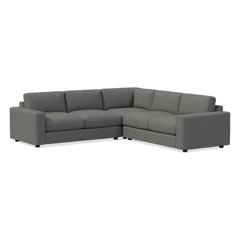 Urban 106" 3-Piece L-Shaped Sectional, Chenille Tweed, Pewter, Down Blend Fill - Image 0