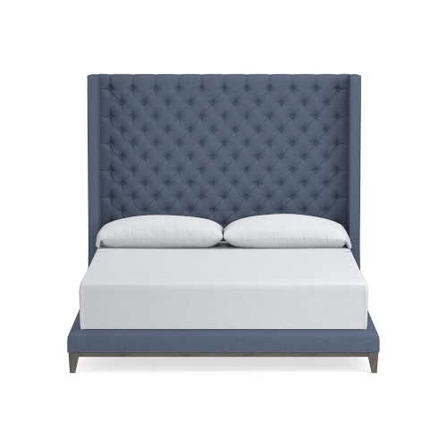 Presidio Tufted XTall Bed, California King, Grey Leg, Perennials Performance Canvas, Denim - Image 0