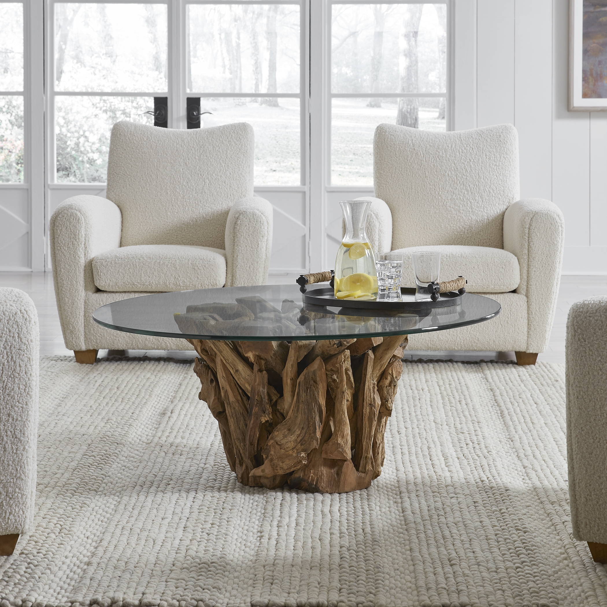 Driftwood Glass Top Large Coffee Table - Image 1