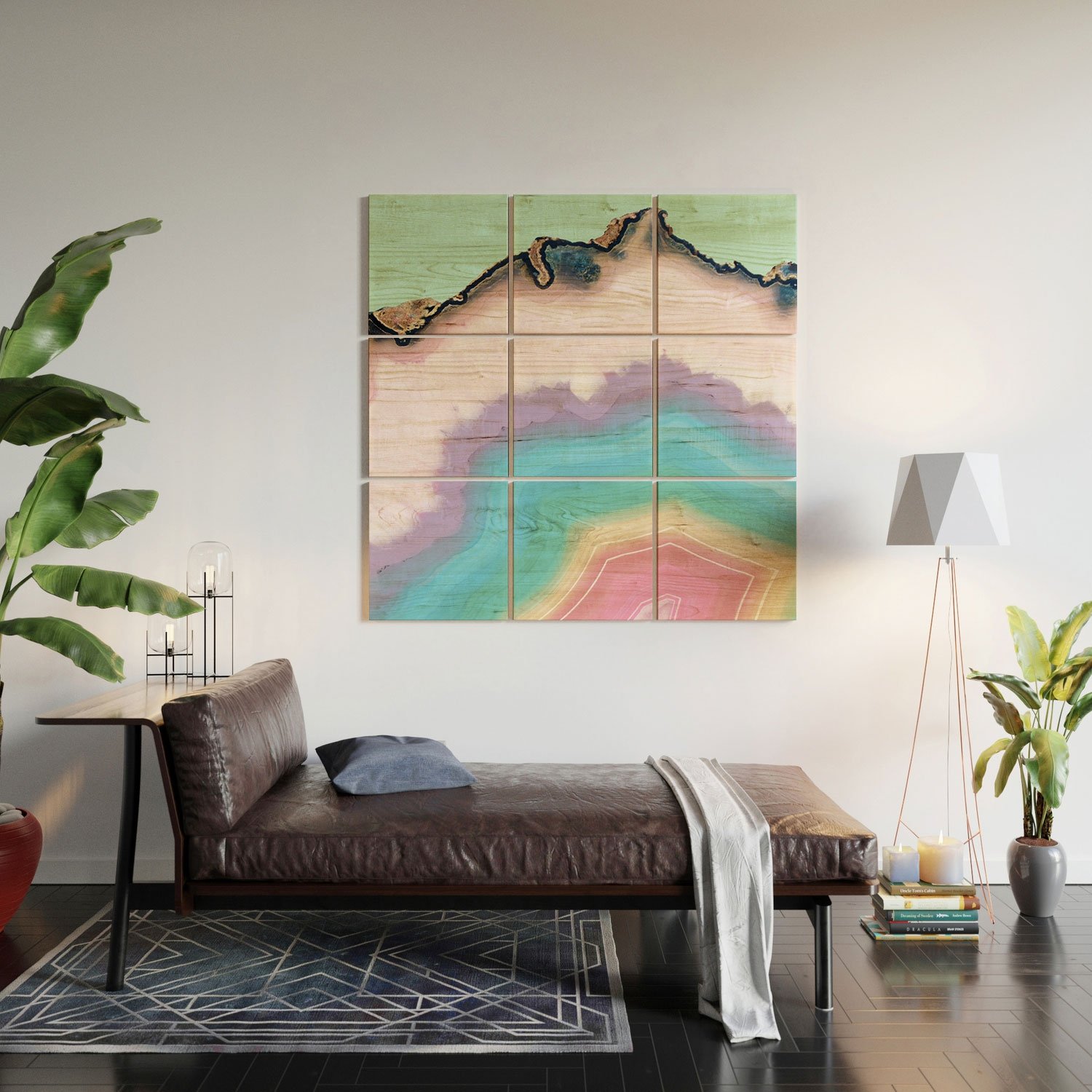 Rainbow Agate by Emanuela Carratoni - Wood Wall Mural3' X 3' (Nine 12" Wood Squares) - Image 1