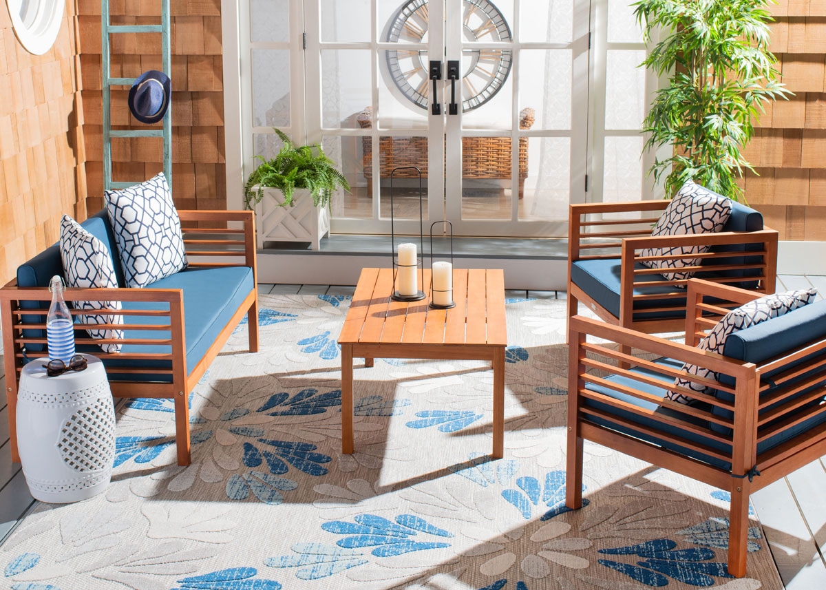 Alda 4 Piece Set - Natural/Nvy + Trellis P - Safavieh - Image 1