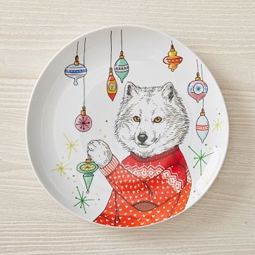 Dapper Animal Salad Plate, Arctic Fox - Image 1
