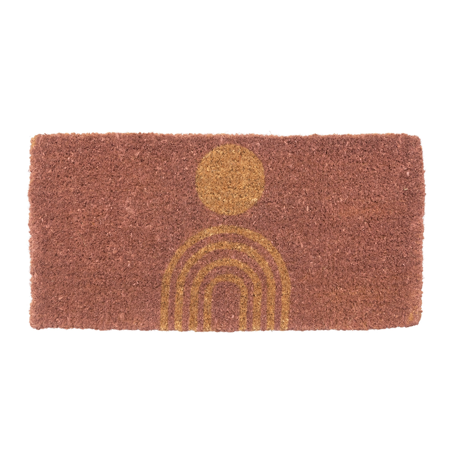 Natural Coir Doormat with Rainbow and Circle - Image 0