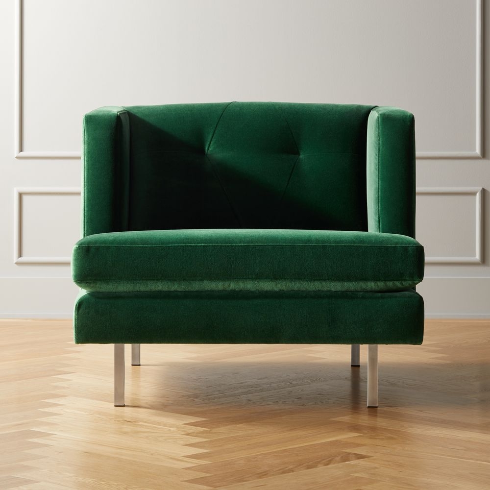 Avec Emerald Green Chair with Brushed Stainless Steel Legs - Image 0