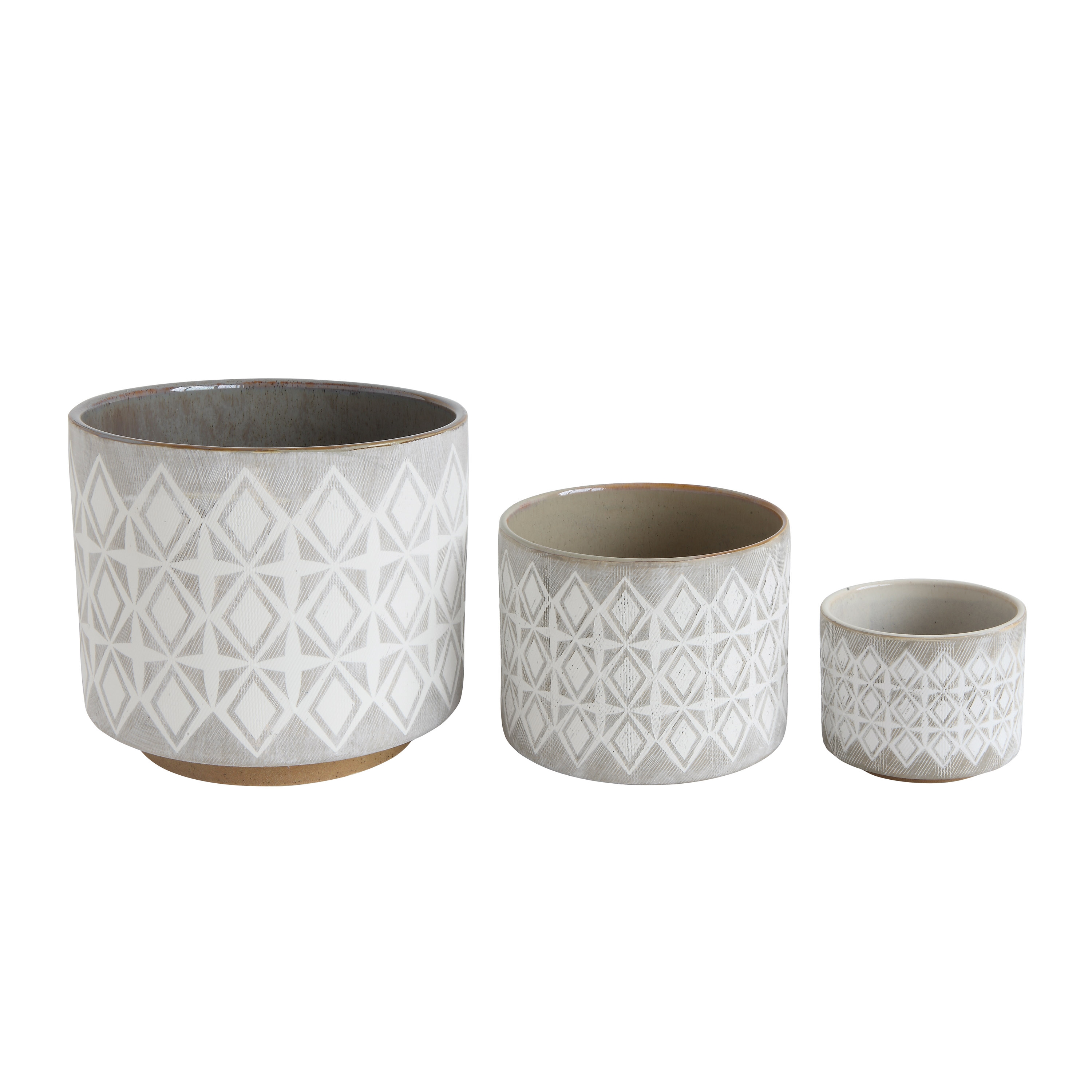 Grey & White Stoneware Pots (Set of 3 Sizes) - Image 0