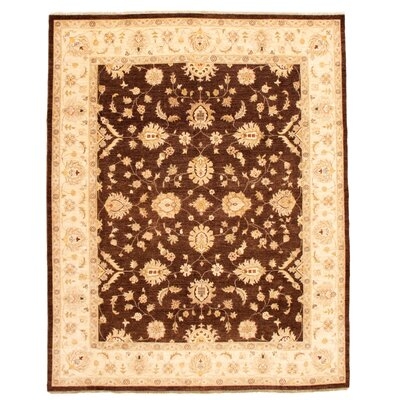One-of-a-Kind Hadie Hand-Knotted New Age 7'10" X 9'9" Wool Area Rug in Dark Brown/Ivory - Image 0