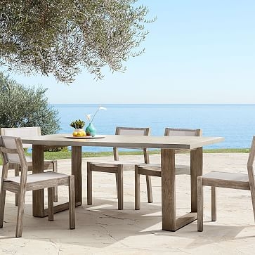Portside Outdoor Concrete 72 in Rectangle Dining Table, Weathered Gray - Image 1