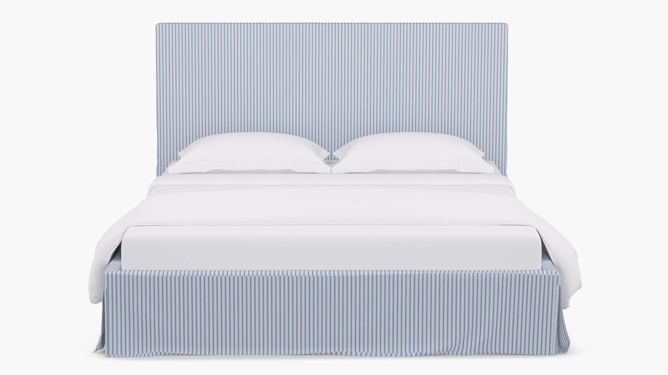 Slipcovered Bed, Cornflower Classic Ticking Stripe, King - Image 1