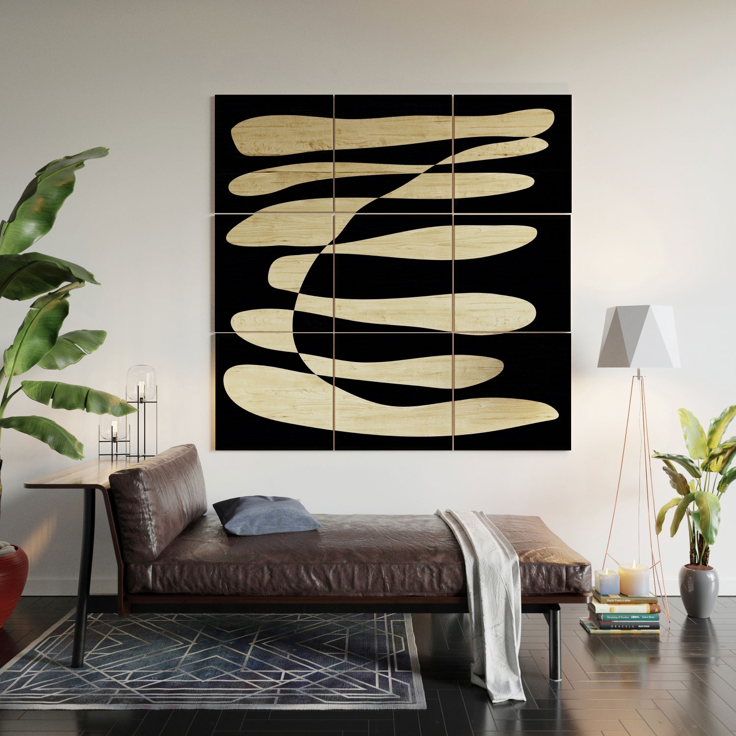 Abstract Composition In Black by June Journal - Wood Wall Mural3' X 3' (Nine 12" Wood Squares) - Image 4
