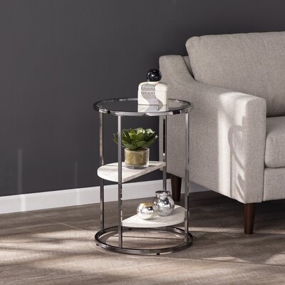 Round with Faux Stone End Table - Image 0