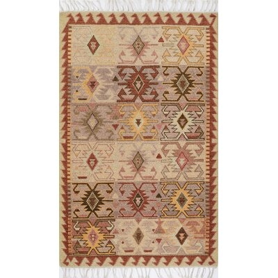 Union Rustic Rushmore Tribal Hand Knotted Wool Rust Area Rug - Image 0