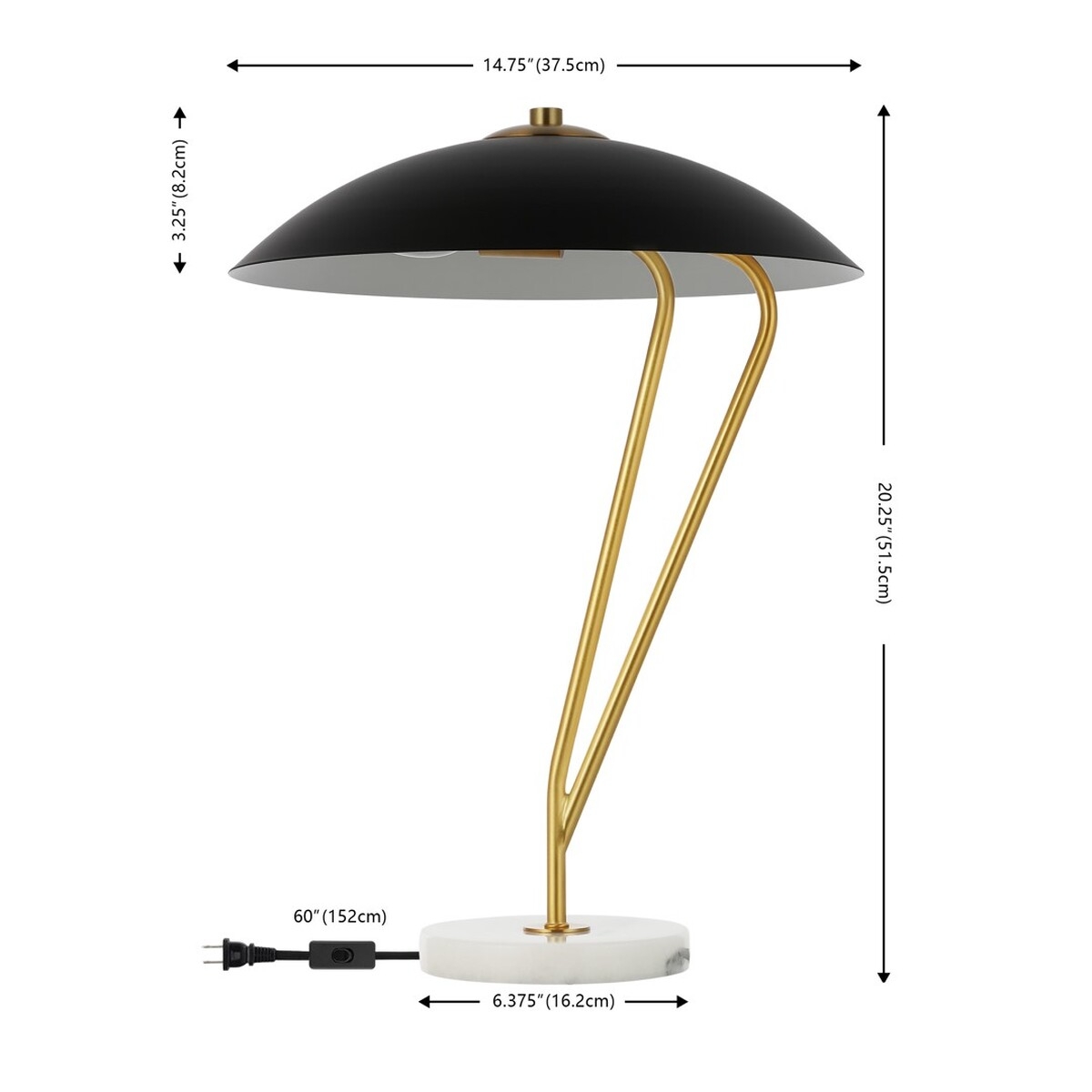 Suarez 20.25 Inch Table Lamp - Black/Brass - Image 4