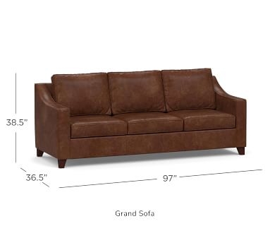 Cameron Slope Arm Leather Sofa 87", Polyester Wrapped Cushions, Churchfield Ebony - Image 3