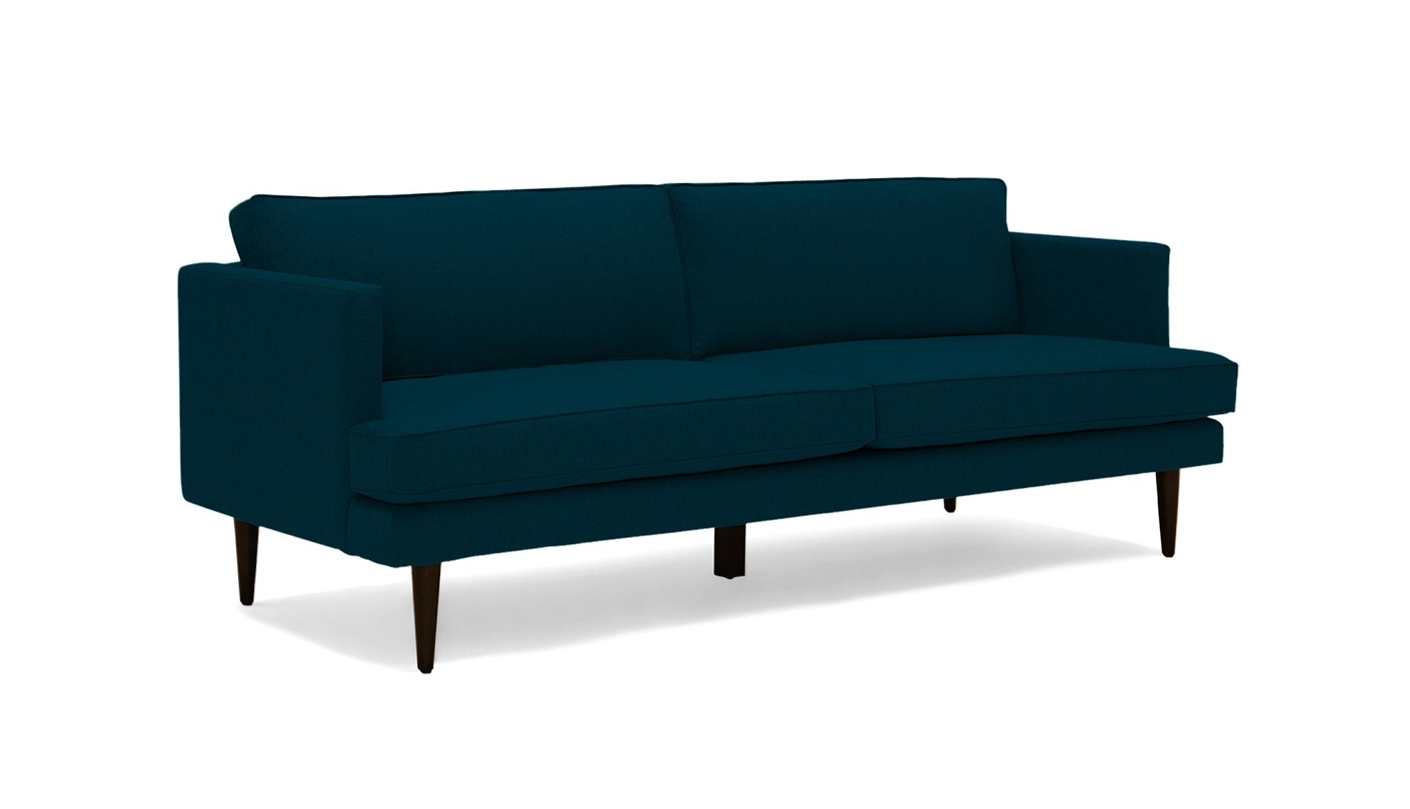 Blue Preston Mid Century Modern 86" Sofa - Key Largo Zenith Teal - Mocha - Image 1