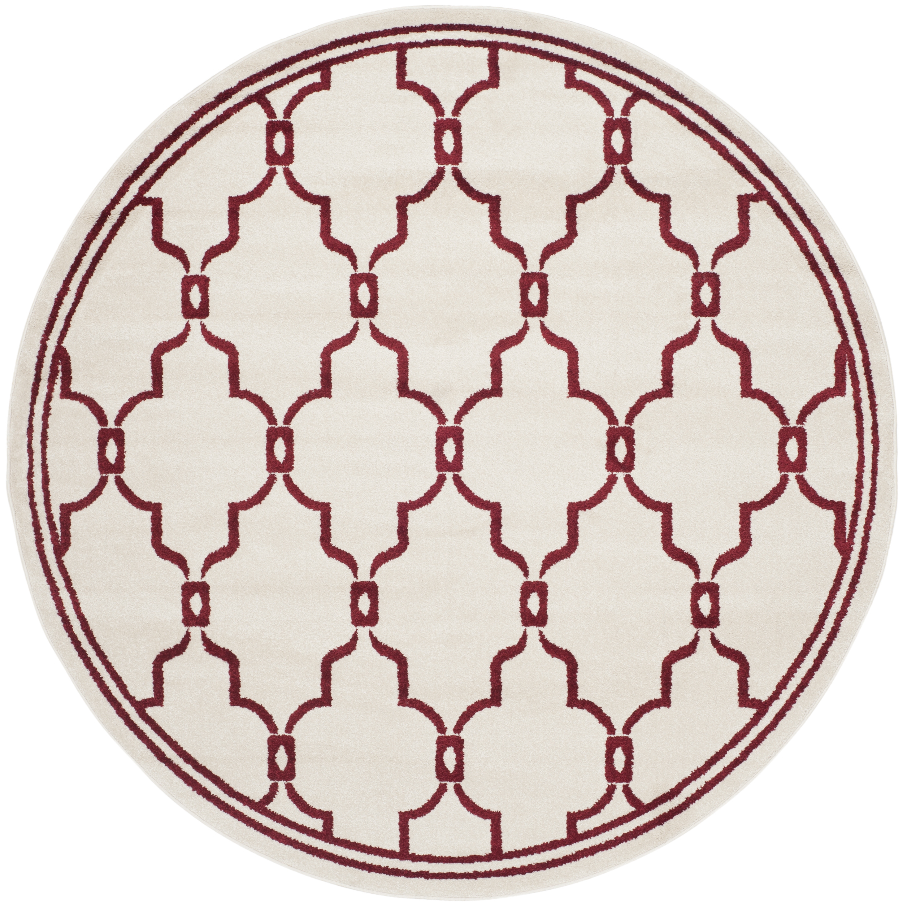 Arlo Home Indoor/Outdoor Woven Area Rug, AMT414H, Ivory/Red,  7' X 7' Round - Image 0