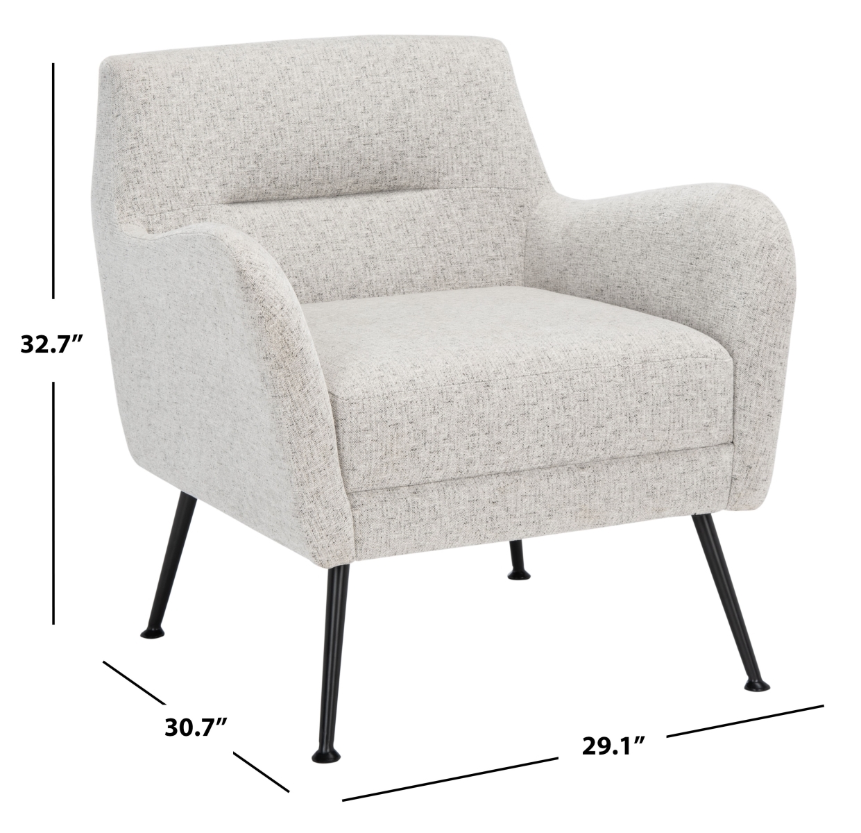 Tilbrook Arm Chair - Light Grey / Black - Safavieh - Image 9
