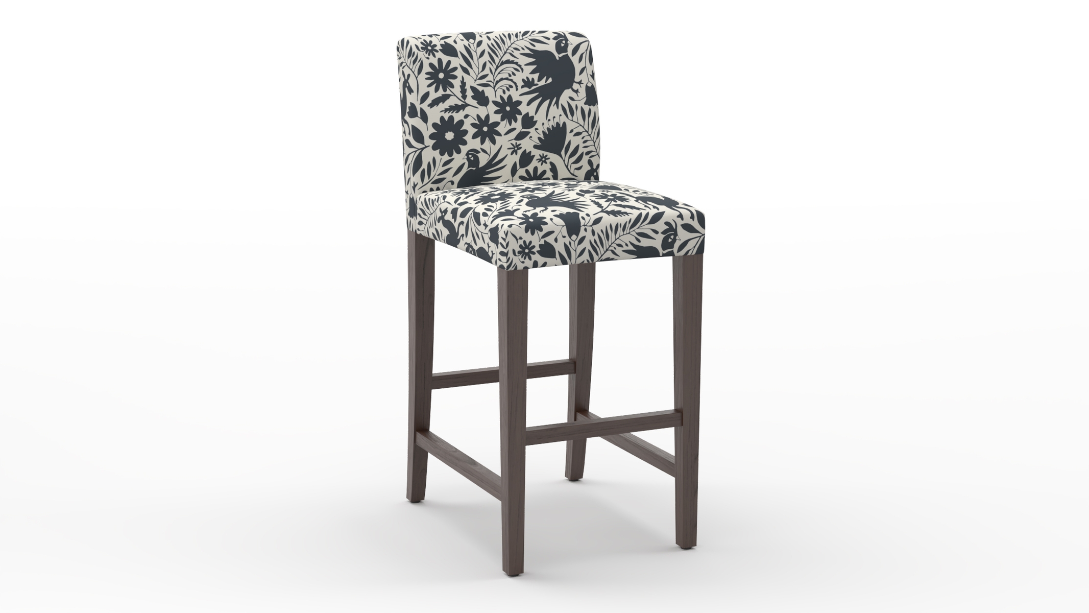 Signature Dining Bar Stool, Ink Frida, Espresso Square Tapered Leg - Image 1
