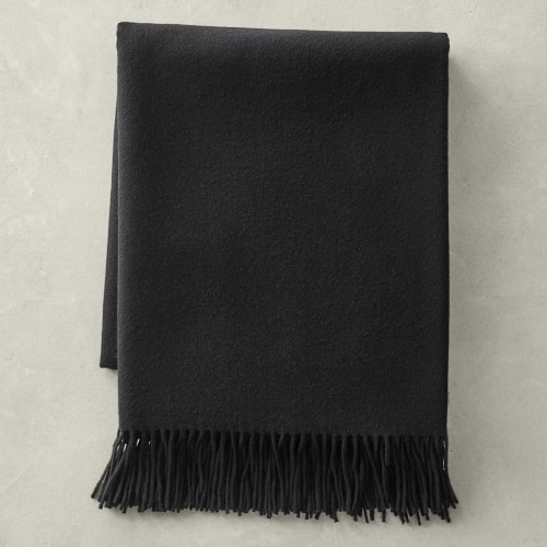 Solid Cashmere Throw, 50" X 65", Black - Image 0