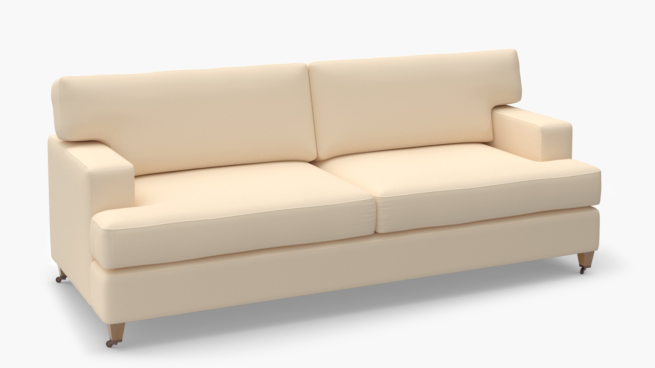 Classic Sofa, Flax Twill, Natural with Antique Brass Caster - Image 1