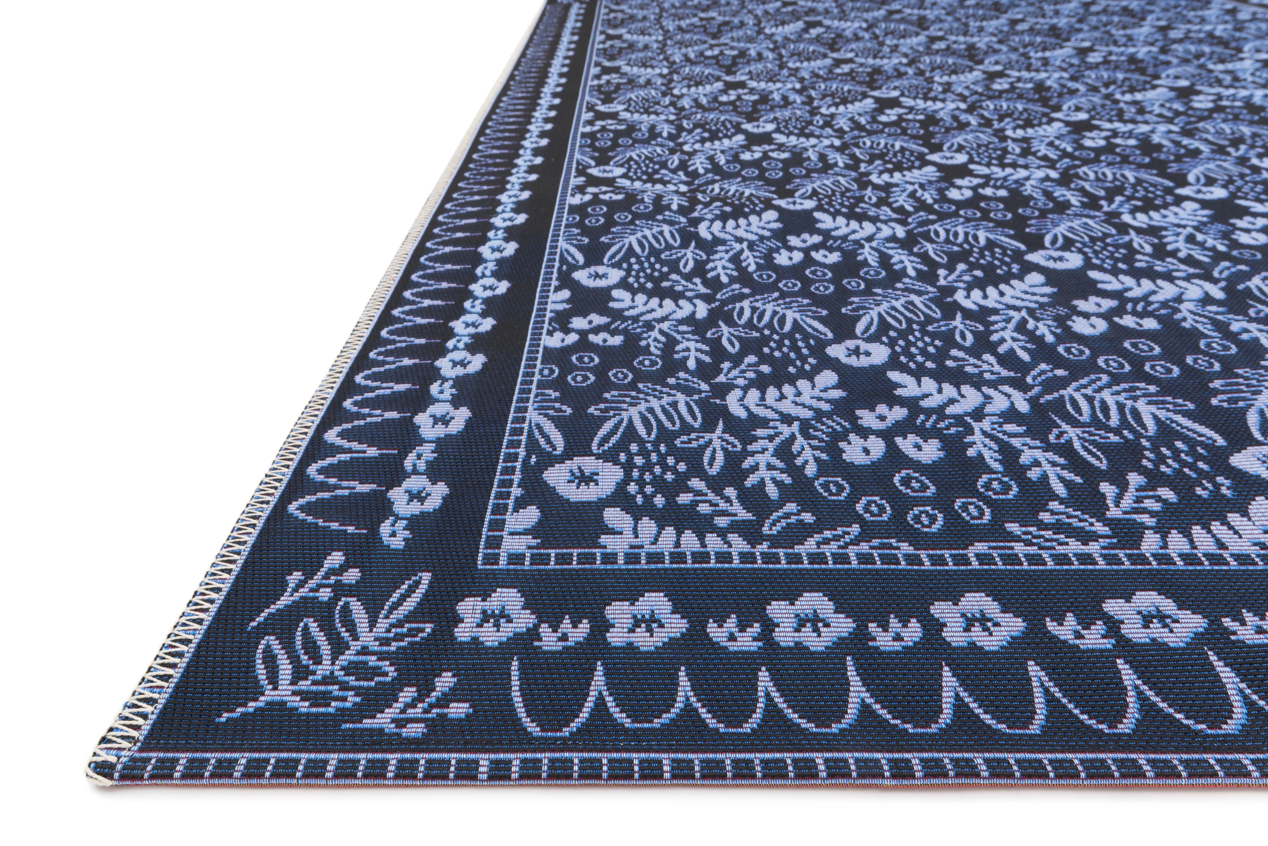 Rifle Paper Co. x Loloi Amelie AME-02 Blue 18" x 18" Sample - Image 1