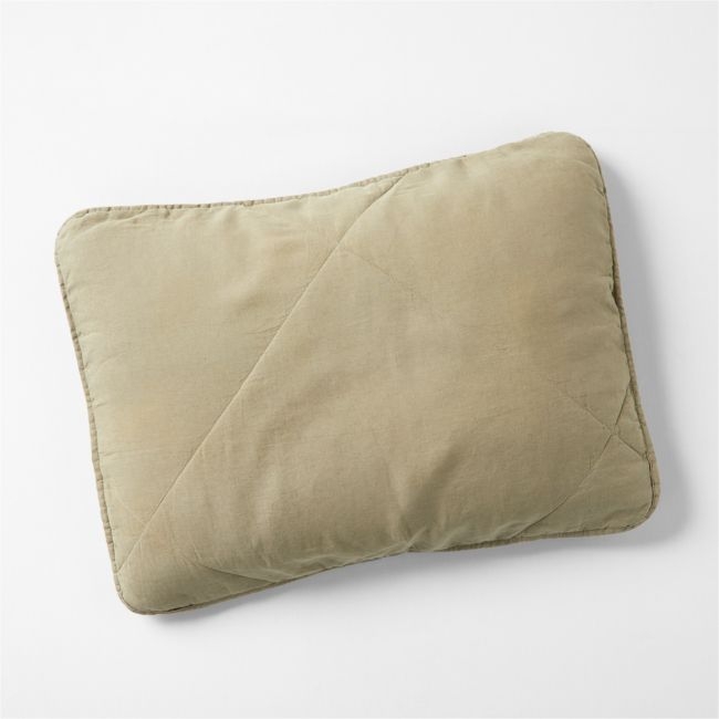 EUROPEAN FLAX ™-Certified Linen Garden Green Standard Quilted Pillow Sham - Image 0